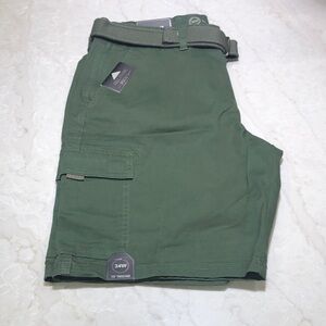 Men’s Weatherproof Olive Green Cargo Shorts with Belt